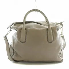 ヒロフ HIROFU 2WAY ハンドバッグ ショルダーバッグ ロゴ レザー グレー /BB