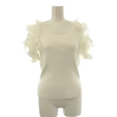 スナイデル SNIDEL 23SS シアーフリルニット セーター F 白 半袖 ラウンドネック フリル袖 肩開き /JP