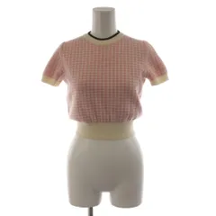 ミュウミュウ miumiu ニット セーター 半袖 千鳥格子 ウール 36 ピンク /AN15