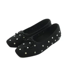 ビバイア VIVAIA フラットシューズ スクエアトゥ リボン 35 22.0cm 黒 MI ■MA