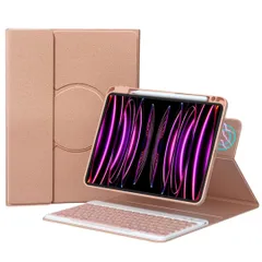 【特価商品】2024 iPad Air 11インチ M2 キーボードケース 縦置き対応 磁気吸着式 iPad Air5 Air4 透明ケース マグネット式 iPadPro11 第4/3/2/1世代 キーボード クリアケースピンク