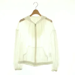 スリードッツ three dots シャイニーシャツジップアップフーディパーカー 長袖 シアー S ホワイト /DO ■OSのサムネイル