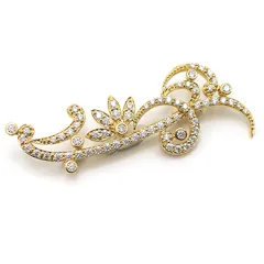 ダイヤモンドブローチ K18YG・ダイヤ1.30ct 曲線 リーフのサムネイル