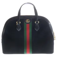 GUCCI (グッチ) オフィディア GGマーモント シェリーライン スエード コンビレザー 2WAY ハンド ショルダーバッグ ゴールド金具 ブラック 524533