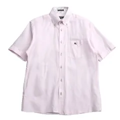 BURBERRY BLACK LABEL バーバリーブラックレーベル 半袖シャツ サイズ2 ボタンダウン ロゴ刺繍 ブランド古着【中古】20260223/RA7879