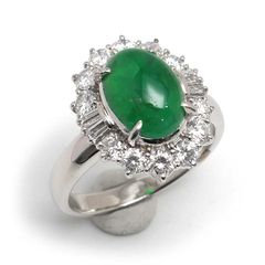 極美☆Pt900 カボション エメラルド 1.654ct ダイヤ 1.00ct - メルカリ