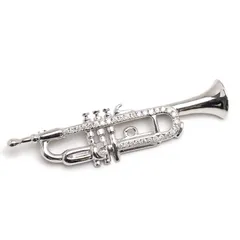 トランペットブローチ K18WG・ダイヤ0.25ct 楽器モチーフのサムネイル