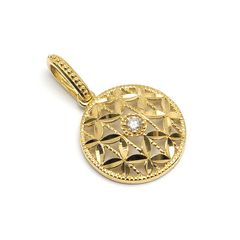 ダイヤモンドペンダントトップ K18YG・ダイヤ0.06ct サークルモチーフ