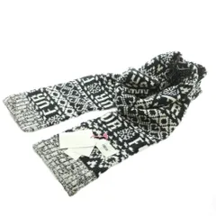 ファーファー furfur 23AW ロゴジャガードニットマフラー ウール混 F 黒 白 /MI ■OS