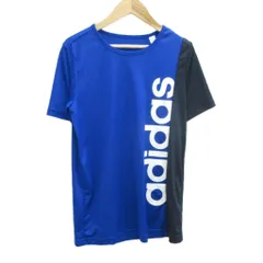 アディダス adidas Tシャツ カットソー 半袖 160㎝ 青 ラウンドネック ロゴプリント /SY46 ■GY63 男の子