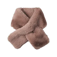 estaa(エスタ) ふわふわ ティペット レディース ファー 巻物 マフラー 小物 フェイクファー 無地 防寒 成人式 あったかい 洗える ポメラニアン風 大判 秋冬 60176 モカブラウン 1