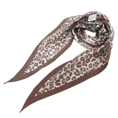 23区 オンワード樫山 スカーフ 絹 シルク レオパード柄 豹柄 茶 ブラウン ■GY59 /TZ