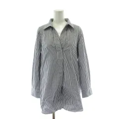 23区 オンワード樫山 シャツ ブラウス 38 青 ブルー 白 ホワイト ストライプ柄 Vネック 長袖 トップス /PP ■GY60