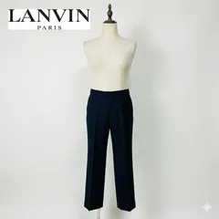 LANVIN PARIS ランバン パリ モヘア 60% ウール スラックス ネイビー フレア L 美品のサムネイル