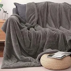 【在庫処分】Gemarwel 厚手 ブランケット 2枚合わせ スロー 毛布 冬用 ふわふわ 暖かい 極温 あったか 静電気防止 洗える マイクロファイバー 140×100cm フランネル 掛け 敷き 北欧 おしゃれ もこもこ 柔らかい グレー