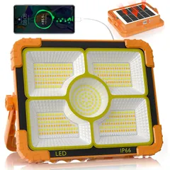 【特価セール】LED投光器 超高輝度 13000LM 充電式投光器 Type-C/ソーラー充電 5つの照明モード 無段階調光 IP66防水・防塵 12000mAh大容量 466個LEDチップ 100W 120°広角 三脚対応 マグネット＆フック付き 便携式 太のサムネイル