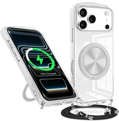 【在庫処分】iPhone 17 Pro Max ケース クリア グラデーション色 リング付き MagSafe対応 リング アイフォン 17 promax 用 カバー 縄掛け 肩掛け 斜めかけ 透明 TPU 耐衝撃 360°スタンド機能 対応 ケース 韓国 可愛