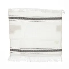 エルメス HERMES カレ タオル タオルハンカチ ハンドタオル パイル フリンジ ラバーロゴ ライン 白 ホワイト 黒 ブラック /MN10 ■GY19のサムネイル