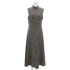 ザラ ZARA 美品 ワンピース ロング丈 S 黒 ブラック ツイード柄 ハイネック ノースリーブ /NL ■GY66
