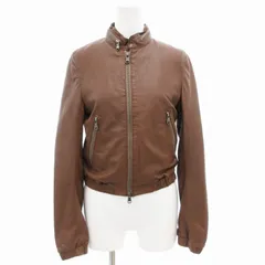 アダムエロペ Adam et Rope' シングル ライダースジャケット ジップアップ ラムレザー 羊革 38 茶 ブラウン /GV ■GY35