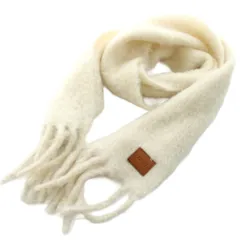 ロエベ LOEWE マフラー ストール モヘア ウール混 ロゴ 白 ホワイト /KU ■OH