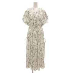 セルフォード CELFORD ワンピース 38 白 ホワイト 花柄 Vネック 半袖 /ML ■GY12