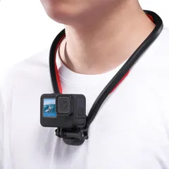 Gopro用 アクションカメラ首掛け スマホ首掛け POVマウント ロック式 落下防止 ネックレスマウント 多角度調整可能 柔軟性 シリコン製 釣り用首掛け 軽量 便利 旅行 登山 徒歩 vlog Ulanzi osmo action4用/3/hero 13に
