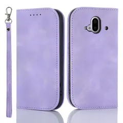 スマホケース f52b ストラップ 富士通 手帳型 ケース docomo ケース 耐衝撃 f-52b カード収納 F-52B らくらくスマートフォン スタンド機能 対応 スエードの質感-パープル Ｈａｖａｙａ