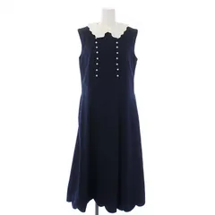 チェスティ Chesty 23SS パールラインワンピース ノースリーブ ひざ丈 スカラップ 襟付き 0 S 紺 ネイビー 23B503 /KH