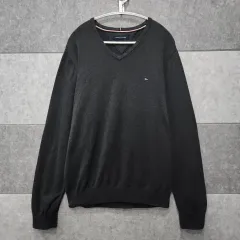 トミーヒルフィガー メンズ コットン Vネック ニット (サイズ L)