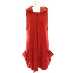 ヒロココシノ HIROKO KOSHINO TRUNK ロングベスト ジップアップ フード 総柄 40 赤 レッド /HN