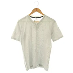 タケオキクチ TAKEO KIKUCHI Tシャツ カットソー 半袖 Ｖネック 総柄 コットン 2 白 黒 /NR ■OS