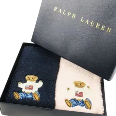 ラルフローレン RALPH LAUREN ポロベア 刺繍 ハンドタオル 2枚セット ロゴ 紺 ネイビー ピンク /CK28 ■GY18
