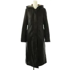 バーバリーズブルーレーベル Burberry's BLUE LABEL ヴィンテージ ロングコート 中綿 フード 38 ブラック /ES ■GY53