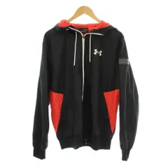 アンダーアーマー UNDER ARMOUR ナイロンジャケット XL 上着 黒 ブラック 赤 レッド 長袖 フード付き メッシュ切り替え /LP ■GY61