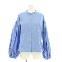 アンタイトル UNTITLED シャツ ブラウス カットソー 2 水色 ライトブルー バンドカラー ボリュームスリーブ 長袖 /LP ■GY60