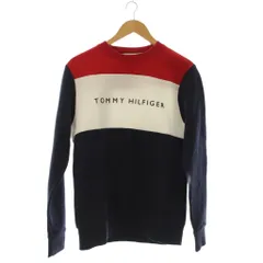 トミーヒルフィガー TOMMY HILFIGER トレーナー S 赤 白 紺 長袖 ラウンドネック 切り替えデザイン /JP
