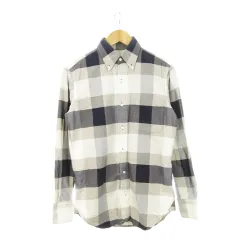 ブルックスブラザーズ BROOKS BROTHERS BLACK FLEECE ボタンダウンシャツ オックスフォード 長袖 チェック 総柄 BB00 XS グレー 紺 ネイビー /AH14 ■GY19