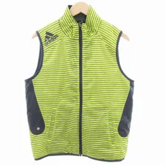 アディダス adidas 中綿ベスト ジャケット ジップアップ ボーダー 星柄 ロゴ L 黄緑 ライトグリーン /GV