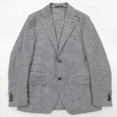 ◎THE GIGI　ザジジ　テーラードジャケット　ハウンドトゥース　千鳥格子　チェック柄　ピークドラペル　ウール　黒白　イタリア製　メンズ　46　b00609のサムネイル