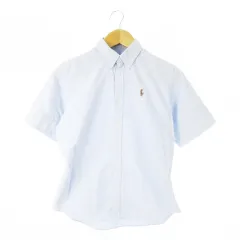 ラルフローレン RALPH LAUREN SPORT オックスフォードシャツ ボタンダウン 半袖 ポニーロゴ刺繍 6 L 青 ブルー /CK34