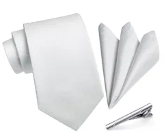 【在庫処分】[HISDERN] A3-01 結婚式 シルバー ネクタイ チーフ タイクリップ 3点セット 幅8.5cm メンズ ブランド ギフト ボックス付き 冠婚葬祭 婚礼用 礼服用 紳士用 新郎 12柄