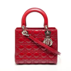 Christian Dior クリスチャンディオール ハンドバッグ パテントレザー ミディアム レディ ディオール 2way【中古】