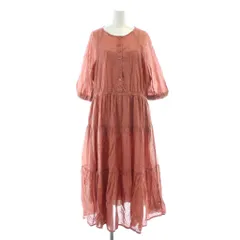 シンプリシテェ Simplicite 25SS ワンピース ウォッシャブル ボイル ティアード バルーン袖 ペチコート付き ブラウン ピンク 25040700131020 /AP