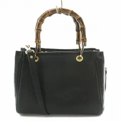 ジャンニノターロ GIANNI NOTARO 2WAY ハンドバッグ ショルダーバッグ バンブーハンドル レザー 黒 ブラック /BB