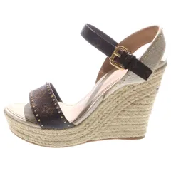 LOUIS VUITTON (ルイヴィトン) コーストライン モノグラム ウェッジソール スタッズ ヒールサンダル シューズ ブラウン/ベージュ レディース