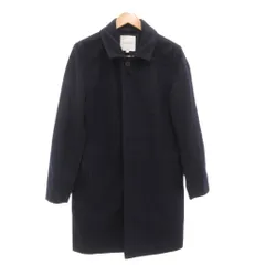 アーバンリサーチ URBAN RESEARCH ステンカラーコート L ミドル ハーフ丈 ボタンフライ カシミヤ混 紺 ネイビー /AE