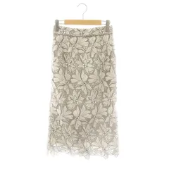 アプワイザーリッシェ Apuweiser-riche 配色大花レースタイトスカート ミモレ ロング 1 グレー 白 ホワイト /AT ■OS