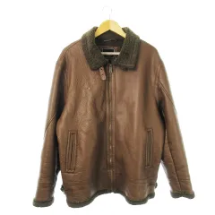ダニエルドッド Daniel Dodd レザーブルゾン ジャケット 裏ボア スイングトップ フェイクレザー ジップアップ 大きいサイズ 3L 茶 ブラウン /CK1 ■GY01