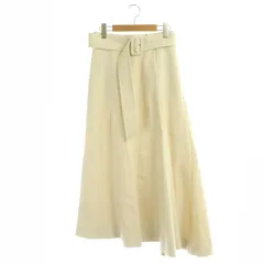 ミラオーウェン Mila Owen 21AW 共ベルト付きアシメヘムフレアスカート ロング 1 オフホワイト /NR ■OS